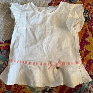 Max Studio Baby White Blouse with Pink Bow- 2T